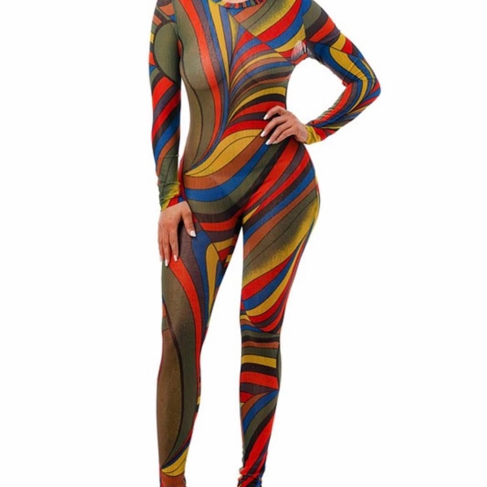Multicolor Swirl Pattern Jumpsuit